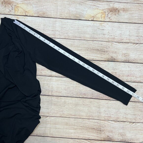 Abercrombie & Fitch Black One Shoulder Bodysuit Size M Long Sleeve Ruched - Picture 3 of 11